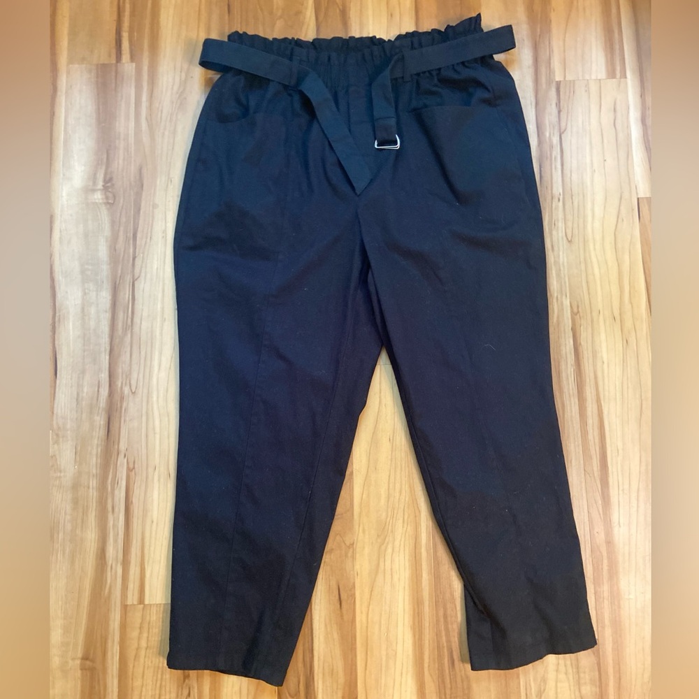 Ava & Viv Black Belted Paperbag-Waist Pants